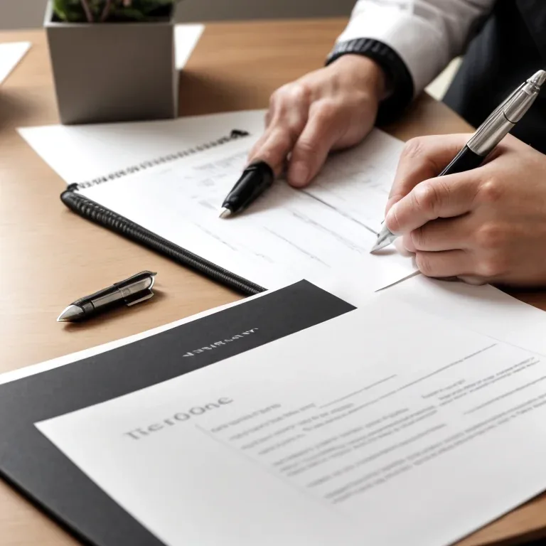 Profissional revisando documentos imobiliários à mesa